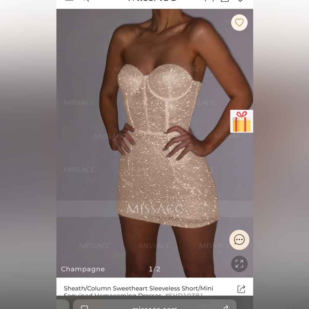 NWT Sparkling Champagne Strapless Dress
